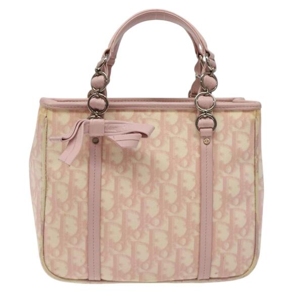 DIOR Trotter Canvas Romantic Chain Bag Pvc Pink Silver - Picture 2 of 12